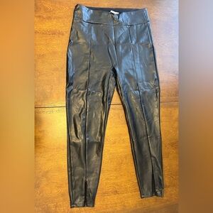Sleek Black Faux Leather Pants - Zip Ankle Leggings
